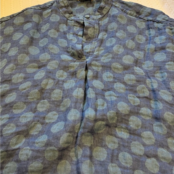 NWT FLAX Designs Linen Shirt Spartan Pullover OCEAN DOT L - Picture 9 of 12